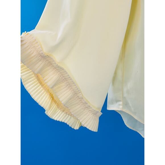 Ellen Tracy Yellow Flowy Lined Ruffle Blouse - Size 1X - Picture 5 of 10